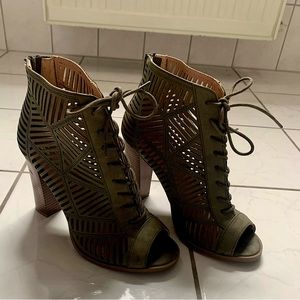 Olive Mix No. 6 Open Toe Heels